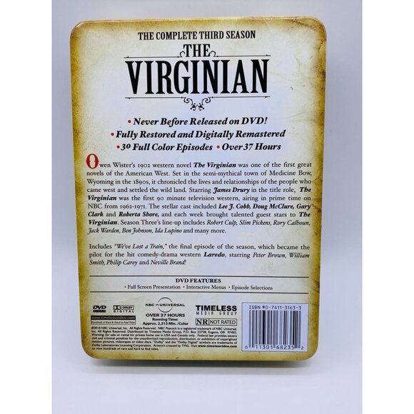 "The Virginian" Complete Third Season DVD Set 30 Full Color Episodes, EUC - Picture 2 of 16